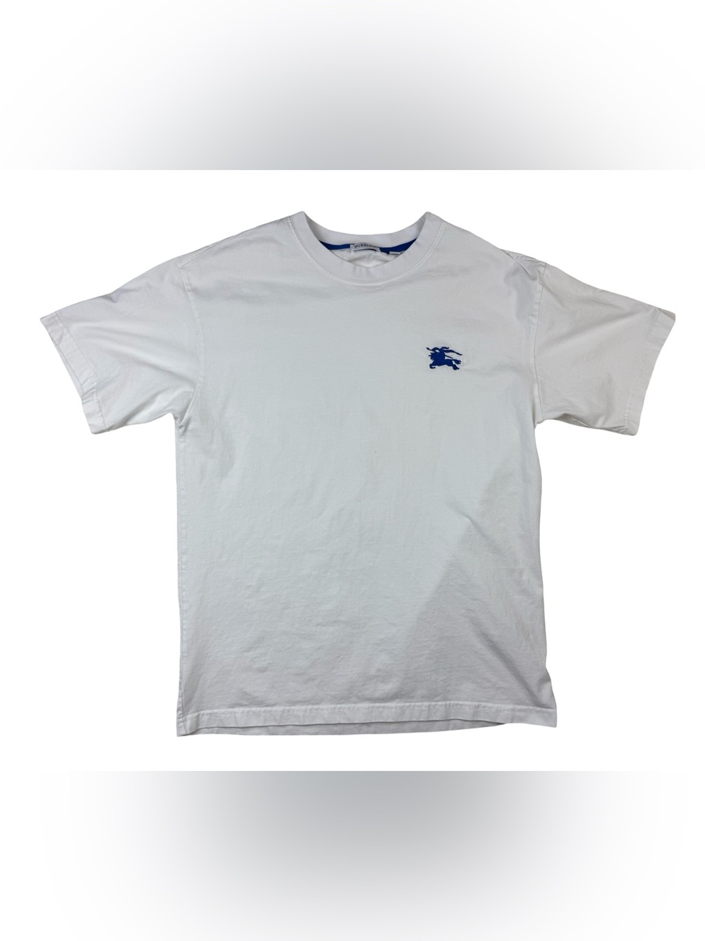 Burberry Men's White Logo Cotton T-Shirt Size Large Embroidered